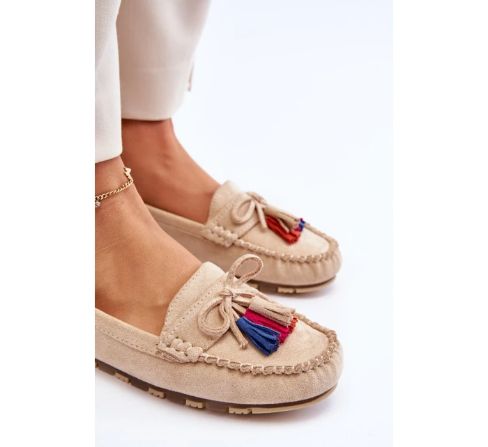 Semišové Mokasíny S Mašlí A Béžove model 21623151 - Boto