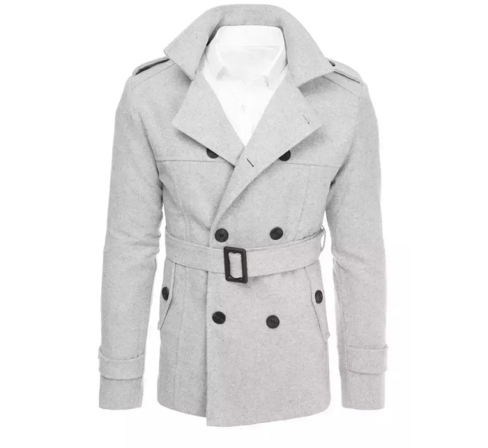 Pánsky dvojradový kabát Dstreet CX0421 svetlo šedý