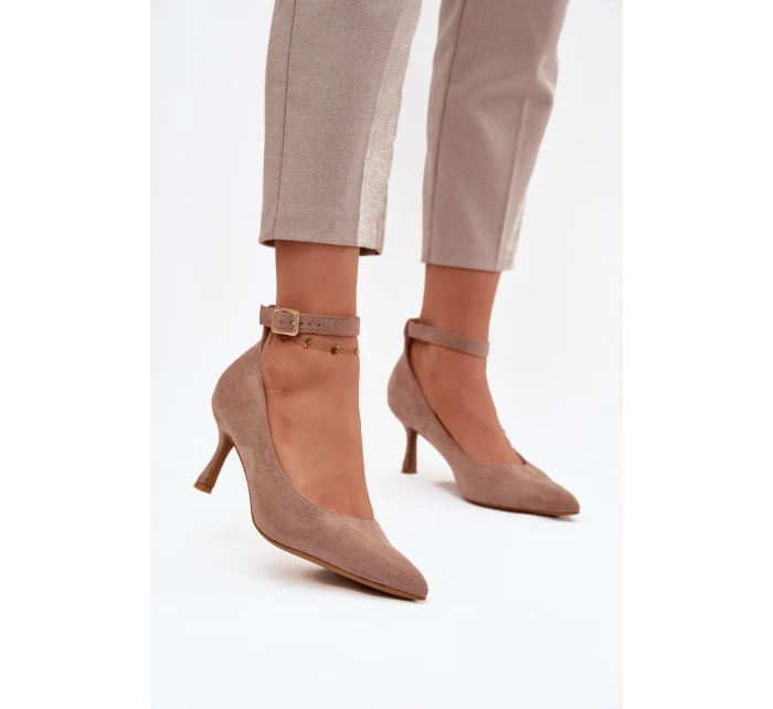 Lodičky Devoria z eko semišu - tmavobéžové Lodičky Devoria z eko semišu - tmavobéžové