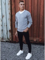 Svetlo šedý pánsky sveter s golierom FashionStreet WX2201