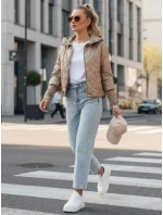 Dámská přechodná prošívaná bunda s kapucí camel Dstreet model 21995988 - FashionStreet