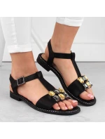 Zirkónové pohodlné sandále S.Barski W OLI261A black Zirkónové pohodlné sandále S.Barski W OLI261A black