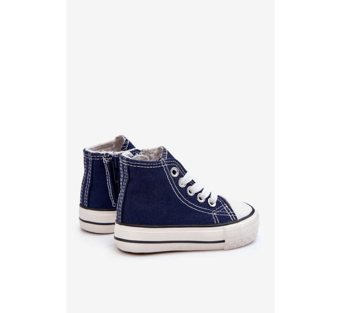 Dziecięce Wysokie Trampki Z Zamkiem Granatowe Filemon Dziecięce Wysokie Trampki Z Zamkiem Granatowe Filemon