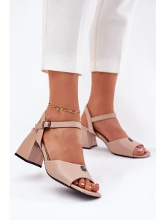 Dámské Sandály Na Podpatku model 21695078 Béžové - VINCEZA