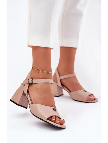 Sandały Damskie Na Słupku Vinceza 62235 Beżowe