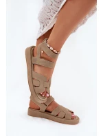 Sandały Damskie Z Rzepami Khaki Uvissa