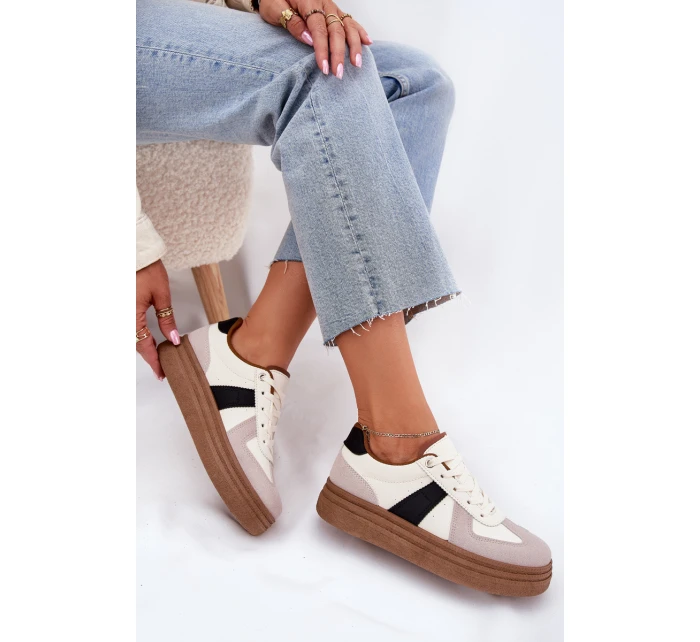 Dámské tenisky na platformě béžové model 21702556 - Boto Dámské tenisky na platformě béžové model 21702556 - Boto