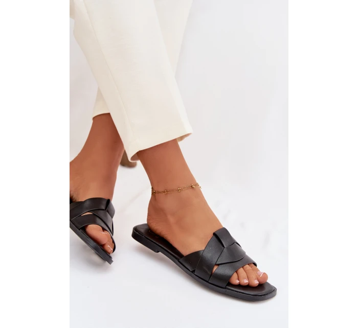 Dámské ploché pantofle s pásky Černé Marissae