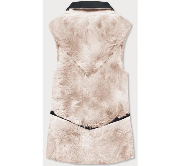 Krémová dámská vesta s kožíškem model 16151631 - S'WEST
