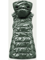 Lesklá zelená dámská vesta s kapucí model 17249734 - S'WEST