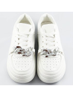 Biele dámske športové topánky s retiazkou (B-545)