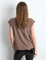 Hnědé bavlněné tričko tshirt s ohrnutými Feel Good model 21470505 - Factory Price