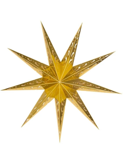 DEKORÁCIA PAPIEROVÁ HVIEZDICA Š.45 CM 9 ZLATÉ RÁMY detské