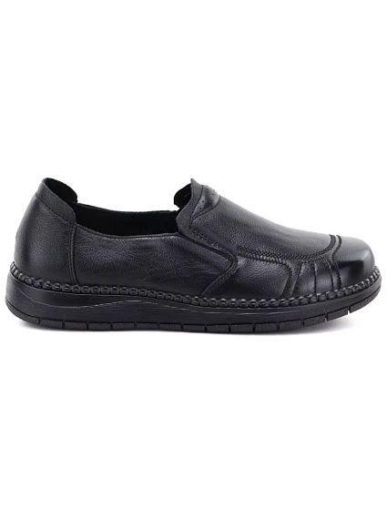 Pohodlné černé dámské kožené polobotky bez šněrování model 22343110 - VINCEZA