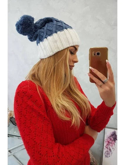 Milano fleecová čiapka K203 denim+ecru