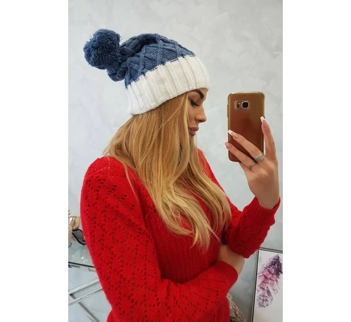 Milano fleecová čiapka K203 denim+ecru