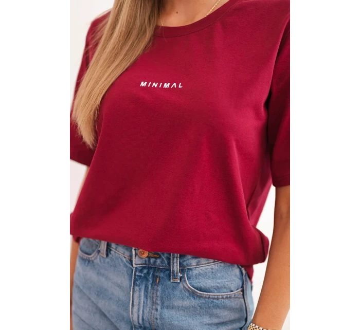 Dámska bavlnená blúzka s potlačou Minimal bordová Dámska bavlnená blúzka s potlačou Minimal bordová