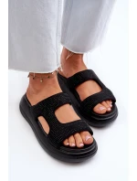 Zdobione Klapki Damskie Na Platformie Czarne Jestella