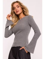 M806 Rebrovaný top s dlhými rukávmi - sivý melír M806 Rebrovaný top s dlhými rukávmi - sivý melír