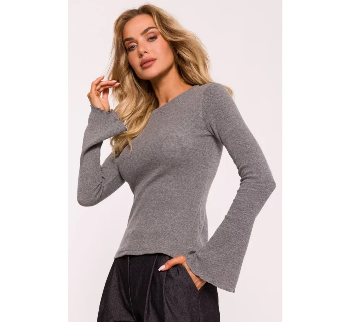 M806 Rebrovaný top s dlhými rukávmi - sivý melír M806 Rebrovaný top s dlhými rukávmi - sivý melír