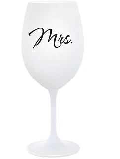MRS. - bílá  sklenice na víno 350 ml