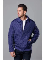 Tmavě modrá pánská prošívaná bunda s límcem model 18344909 - J.STYLE Tmavě modrá pánská prošívaná bunda s límcem model 18344909 - J.STYLE