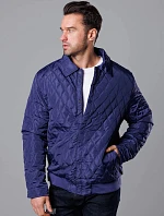 Pánska prešívaná bunda s golierom tmavomodrá (58M13081-215)