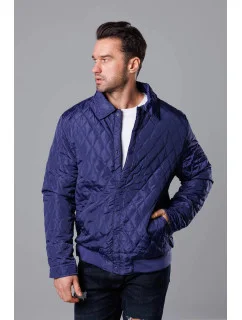 Tmavě modrá pánská prošívaná bunda s límcem model 18344909 - J.STYLE
