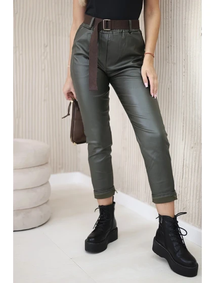 Voskované nohavice s khaki opaskom