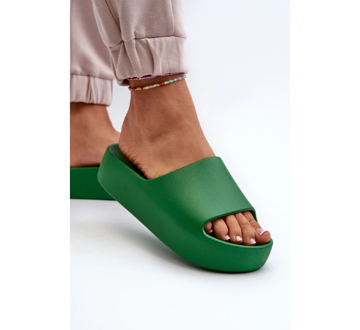 Damskie Klapki Na Grubej Podeszwie Zielone Oreithano Damskie Klapki Na Grubej Podeszwie Zielone Oreithano