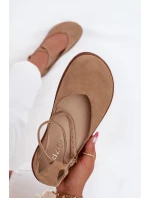 Zamszowe Baleriny Damskie Barefoot Z Paskami Zazoo 191 Beżowe