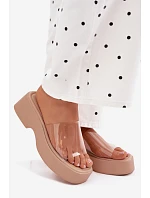 Dámské sandály na platformě s páskem Béžové model 22107240 - Boto