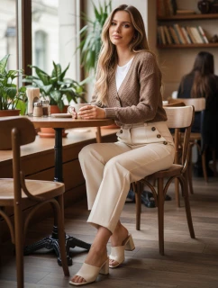 Dámský svetr béžový model 21982778 - Dstreet