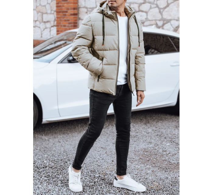 Pánská prošívaná zimní bunda s kapucí světle béžová Dstreet model 21991486 - FashionStreet