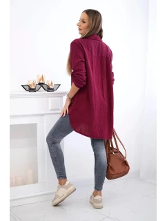 Bavlnená mušelínová košeľa bordová