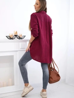 Bavlnená mušelínová košeľa bordová