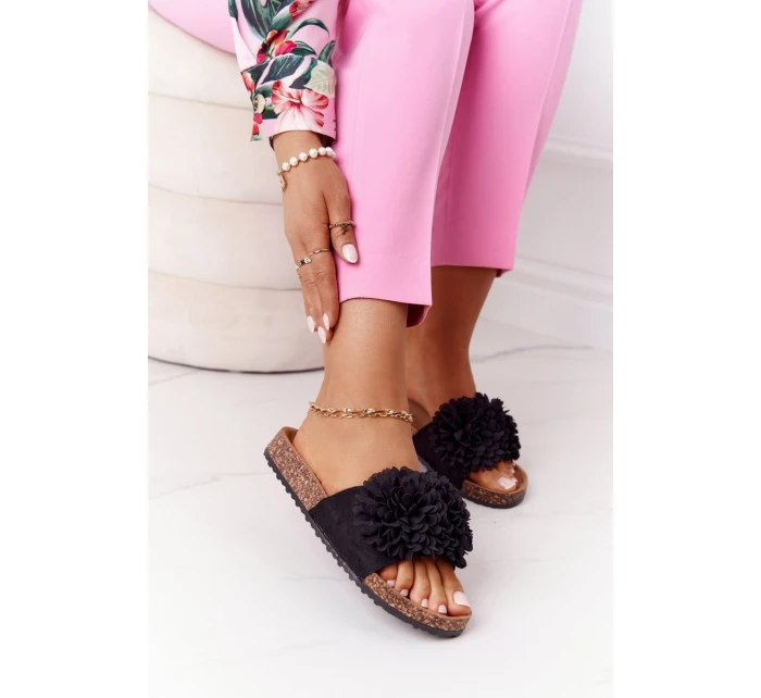 Klapki Na Korkowej Podeszwie Czarne Flowerbomb Klapki Na Korkowej Podeszwie Czarne Flowerbomb