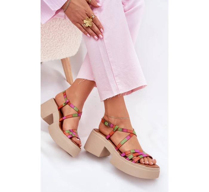 Skórzane Sandały Damskie Maciejka 06990-39 Multikolor
