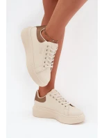 Sneakersy Damskie Na Platformie Big Star SS274246 Jasnobeżowe Sneakersy Damskie Na Platformie Big Star SS274246 Jasnobeżowe