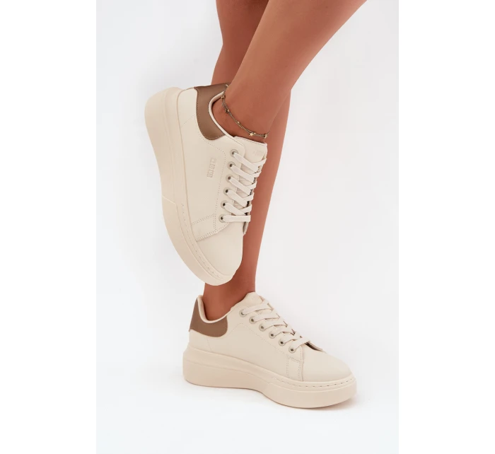 Sneakersy Damskie Na Platformie Big Star SS274246 Jasnobeżowe Sneakersy Damskie Na Platformie Big Star SS274246 Jasnobeżowe