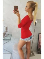 Blúzka s okrúhlym výstrihom 8832 červená - Kesi