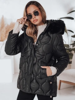 Dámska zimná bunda LUMORE prešívaná s kapucňou čierna FashionStreet TY5016