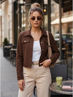 FashionStreet dámska semišová krátka hnedá bunda TY5661