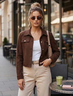FashionStreet dámska semišová krátka hnedá bunda TY5661