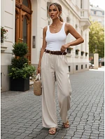 Dámske nohavice z lyocellu so širokými nohavicami, béžové, FashionStreet UY3068