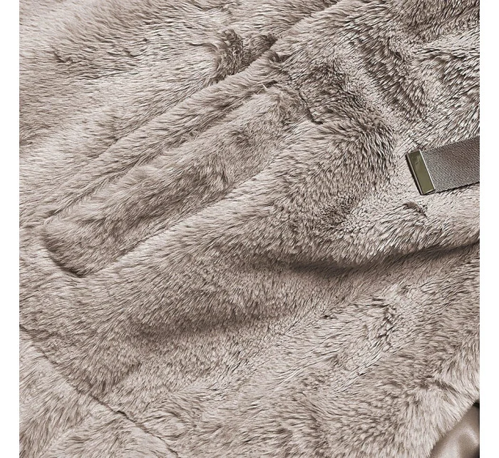 Krátká béžová dámská kožešinová bunda model 17552858 - S'WEST Krátká béžová dámská kožešinová bunda model 17552858 - S'WEST