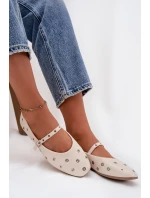 Dámské baleríny s páskem a sponou béžové model 21744513 - Boto