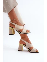 Dámske sandále na vysokom podpätku Béžová D&A