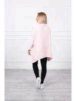Oversize mikina s asymetrickými boky pudrově růžová