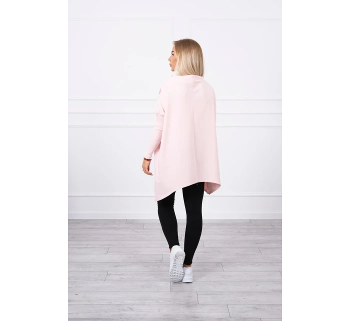 Oversize mikina s asymetrickými boky pudrově růžová